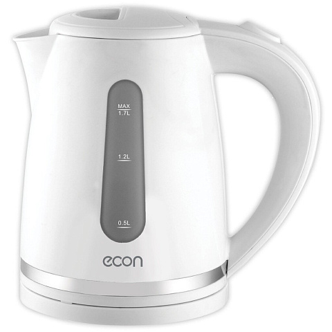 Чайник электрический Econ, ECO-1711KE, белый, 1.7 л, 2200 Вт, скрытый нагревательный элемент, пластик