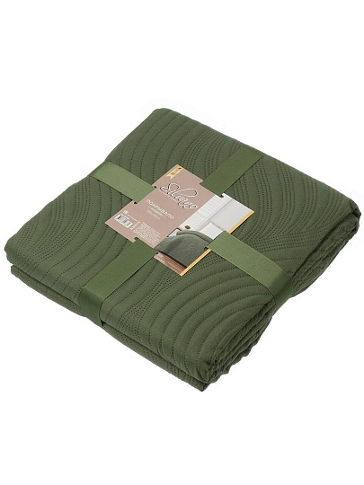 Покрывало евро, 200х220 см, 100% полиэстер, стеганое, Silvano, Модерн, темно-зеленое