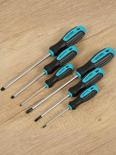 Набор отверток 6 предметов, Bartex, трехкомпонентная ручка, CrV, antislip, AI-3004002