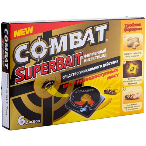 Инсектицид Super Bait, от тараканов, ловушка, 6 шт, Combat