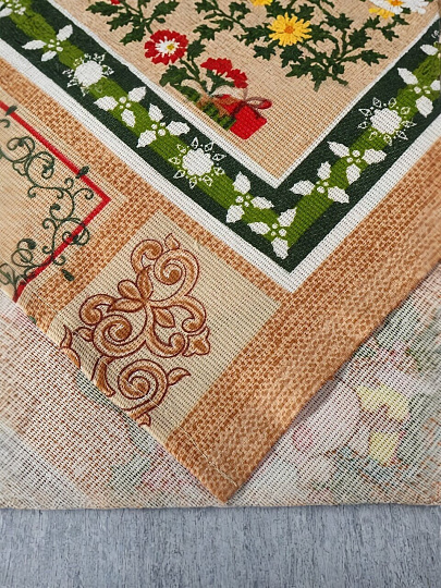Скатерть кухонная 150х150 см, 100% хлопок, рогожка, 160 г/м2, Новогодние мотивы, ТХбК35045-1/150