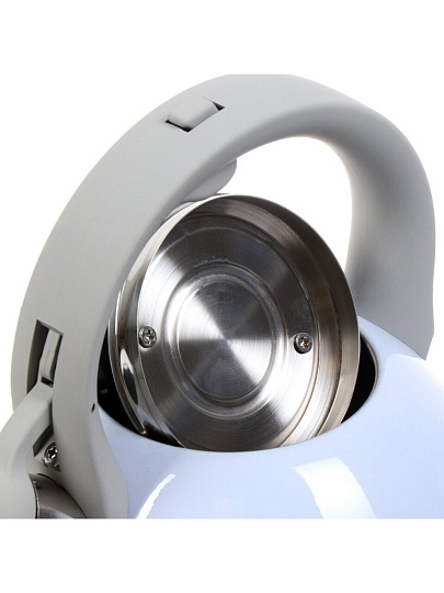 Чайник нержавеющая сталь, 2.7 л, со свистком, зеркальный, ручка бакелитовая, с силиконовым покрытием, Daniks, индукция, голубой, M-083B