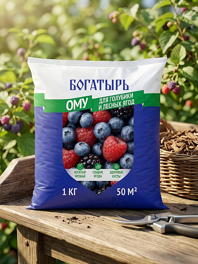 Удобрение Богатырь, для голубики и лесных ягод, органоминеральное, 1 кг, Лама Торф