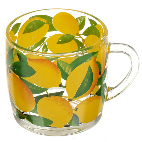 Кружка стекло, 300 мл, Лимоны, Декостек, 2134-Д, желтая