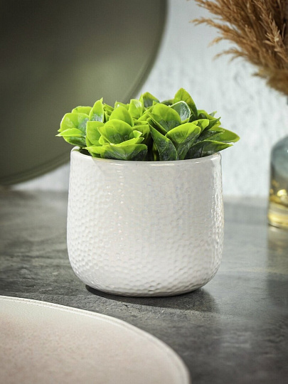 Кашпо керамика, 0.5 л, 10х9 см, белое, Сияние, Y4-8782