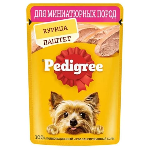 Корм для животных Pedigree, 80 г, для собак миниатюрных пород, паштет, курица, F5881