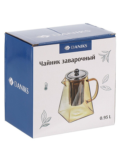 Чайник заварочный стекло, 0.95 л, с колбой, Daniks, Мед