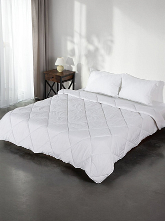 Одеяло 1.5-спальное, 140х205 см, лебяжий пух, 400 г/м2, всесезонное, чехол 100% полиэстер, кант, Майская ночь