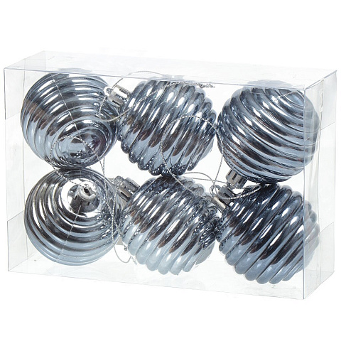 Елочный шар Улей, 6 шт, серый, пластик, 76044