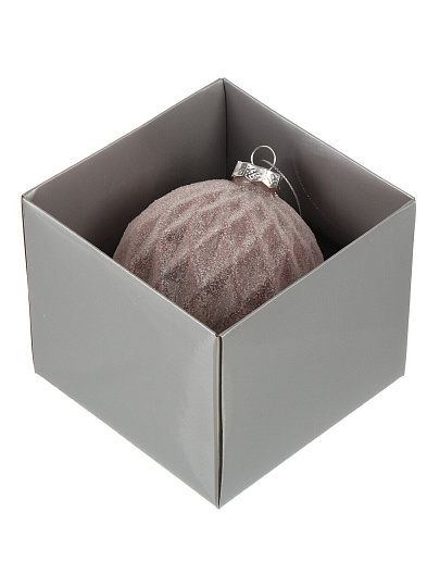 Елочный шар Бархат, 10 см, стекло, пудровые узоры, XF24-SC004