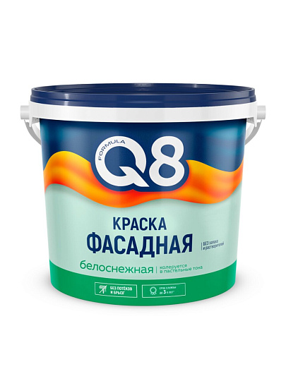 Краска водно-дисперсионная, Formula Q8, акриловая, фасадная, матовая, белая, 1.4 кг