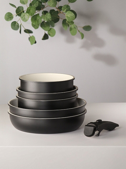 Набор посуды алюминий, антипригарное покрытие, 9 предметов, индукция, Daniks, GS-11078-9PC-black