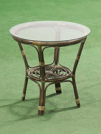 Стол садовый ротанг, Мальдивы, 55х55х56 см, круглый, столешница стеклянная, к набору AI-1808002