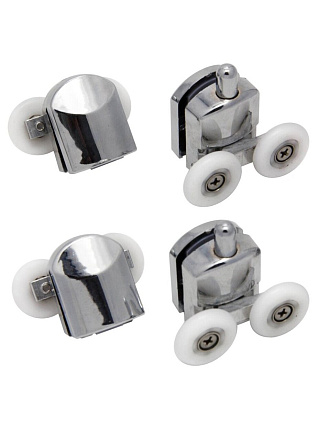 Ролики для душевой кабины 4 шт, одинарный нижний 2шт + двойной верхний 2шт, хром, MasterProf, №3, ИС.131347