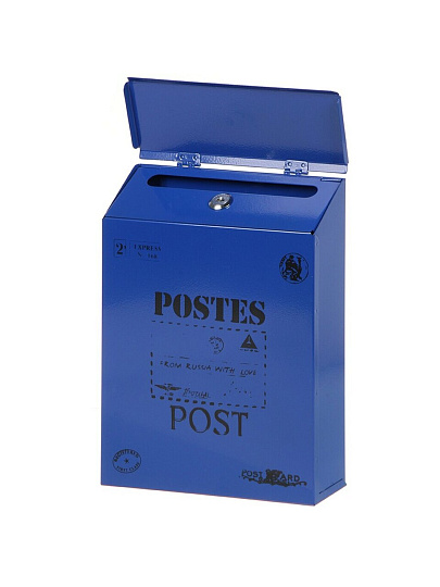 Ящик почтовый с замком, Аллюр, №3010, 15390, синий, с замком, 2 ключа