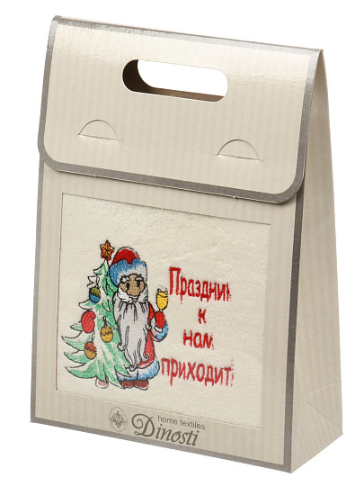 Полотенце кухонное махровое, 40х70 см, 100% полиэстер, микрофибра, Dinosti, Праздник к нам приходит!, Россия