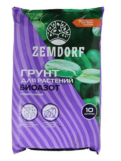 Грунт Биоазот, универсальный, пакет, 10 л, ZEMDORF