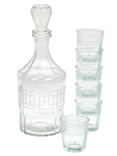 Набор для спиртного 7 предметов, стекло, графин, стопка 6 шт, 50 мл, Декостек, Квадро, 1230-Г