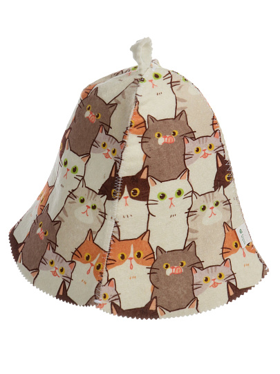 Шапка для бани 50% шерсть, 50 % полиэстер, Банные штучки, Котики, 41506