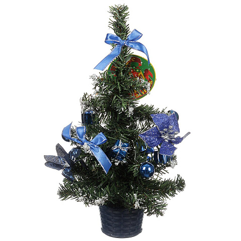 Елка новогодняя Monte Christmas Банты и шары синие N6140346, 30 см