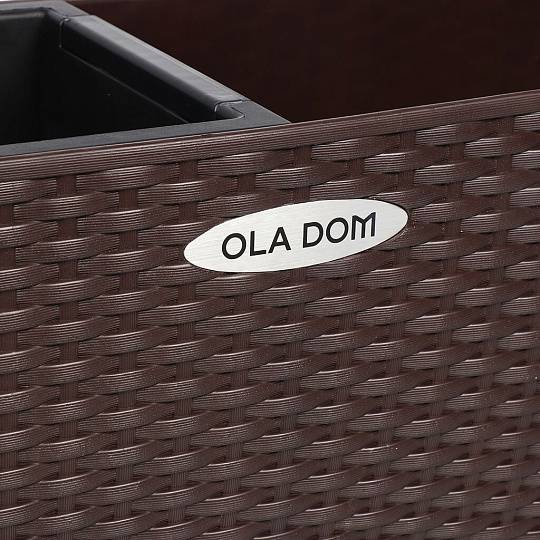 Кашпо пластик, 12 л, 79х19х19 см, автополив, для цветов, прямоугольное, коричневое, Ola Dom, Rattan