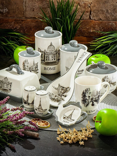 Банка для сыпучих продуктов, доломит, 0.55 л, с крышкой, Daniks, Фьюжн