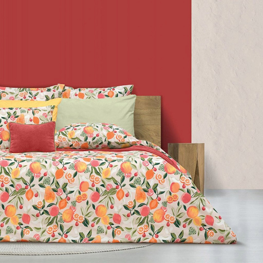 Постельное белье Sova&amp;Javoronok 1.5-спальное перкаль (простыня 145х215 см, 2 наволочки 70х70 см, пододеяльник 143х215 см) Тайские фрукты