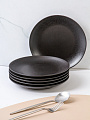 Набор тарелок керамика, 6 шт, 20 см, круглый, Крафт, Daniks, Y4-8358, черный - фото 7