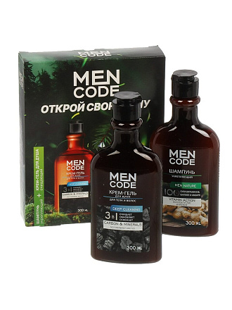 Набор подарочный для мужчин, Men Code, Открой свою силу, крем-гель для душа, 300 мл + шампунь Men nature, 300 мл