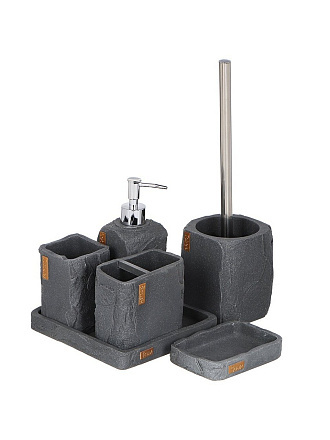 Мыльница настольная, Камень, полистоун, 12.7x8.8x2.6 см, графит, RE1416AA-SD