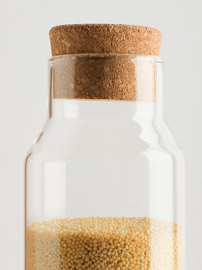 Бутылка стекло, 1 л, 25х9 см, с пробкой бамбук, Vetta, 828-004