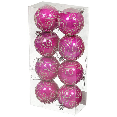 Елочный шар 8 шт, розовый, 7 см, SY16-53