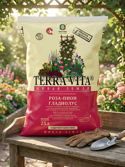 Грунт Живая земля, для роз, пионов, гладиолусов, 25 л, Terra Vita