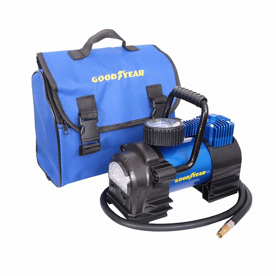 Компрессор автомобильный Goodyear, GY-35L LED, 35 л/мин, 12 В, 7 атм, к прикуривателю, с фонарем, со съемной ручкой, сумка, GY000104