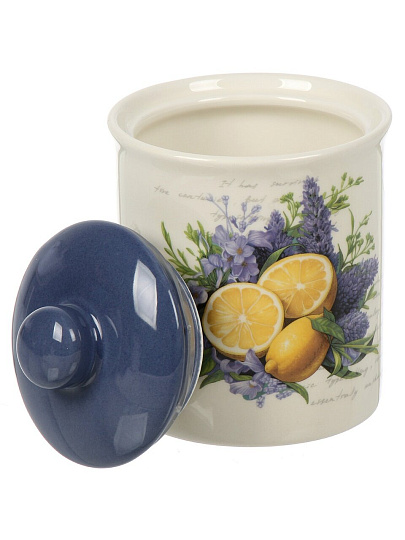 Банка для сыпучих продуктов, доломит, 0.55 л, 10х10х13 см, с крышкой, Daniks, Лаванда