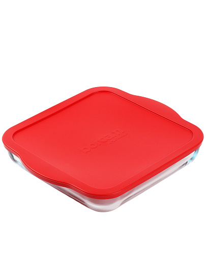 Форма для запекания стекло, 28х28х6 см, 3.2 л, квадратная, с крышкой, прозрачная, Borcam, 59024K