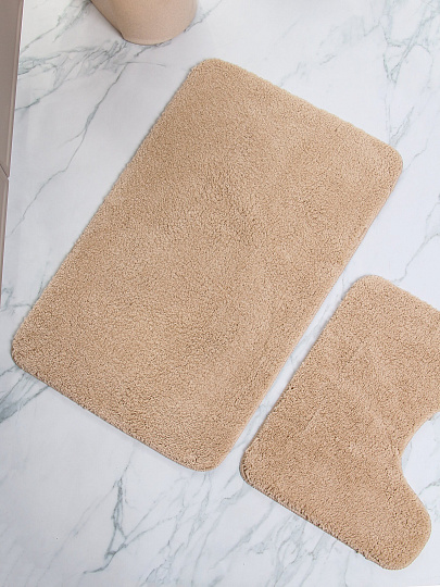 Набор ковриков 3 шт, 0.5х0.8, 0.5х0.4, 0.4х0.45 м, полиэстер, молочный, Silvano, Мона, Y4-11496, без рисунка