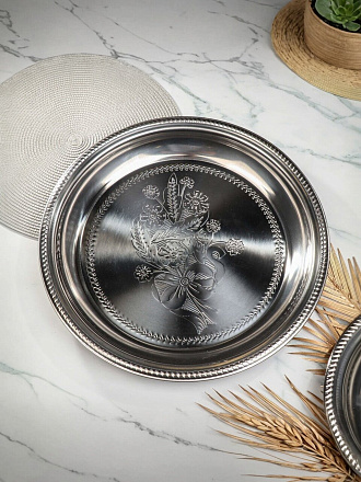 Поднос нержавеющая сталь, 43 см, круглый, Y4-4953