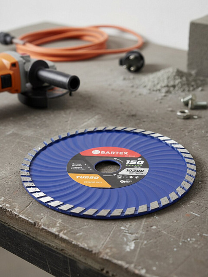 Диск отрезной алмазный по армированному бетону, Bartex, сплошной край, 150х22.23х2.2 мм, сухой рез, R019