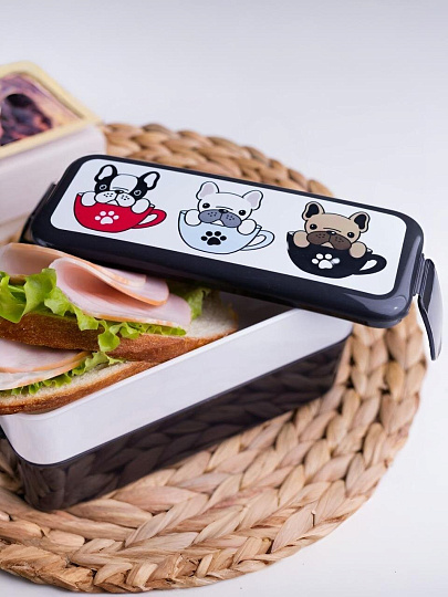 Контейнер пищевой для обеда пластик, 0.5, 0.5 л, 20х8х9 см, Idea, Бульдоги, М 1233