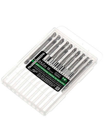 Сверло по металлу, 10 шт, двухстороннее, Росомаха, HSS-G, диаметр 4.2х13х55 мм, цилиндрический хвостовик, 700042