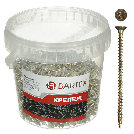 Саморез универсальный, диаметр 5х70 мм, 150 шт, оцинкованный, в ассортименте, банка, Bartex
