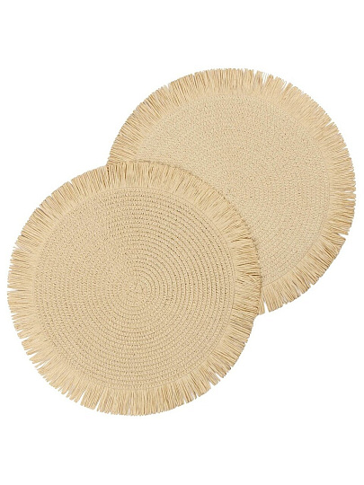 Салфетка сервировочная полимер, 38 см, круглая, бахрома, Y4-9666