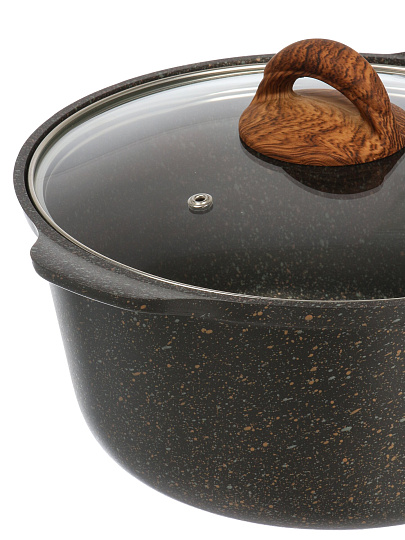 Кастрюля алюминий, антипригарное покрытие, 4 л, крышка стекло, Kukmara, Granit Ultra Induction original, кгои43а, индукция