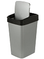 Контейнер для мусора пластик, 35 л, прямоугольный, с крышкой, серый металлик, черный, Violet, Tandem, 843558 - фото 4
