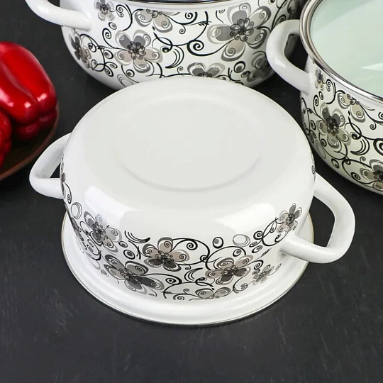 Набор эмалированной посуды Керченский металлургический завод Николь-ЭКСТРА (кастрюля 2+3+4 л), 6 предметов