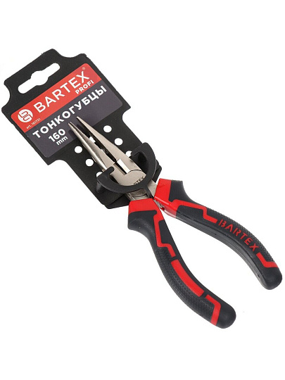 Тонкогубцы 160 мм, прямые, углеродистая сталь, Bartex, Профи, 11028
