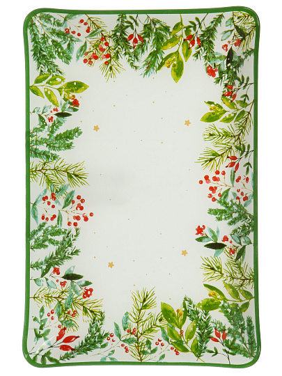 Блюдо стекло, прямоугольное, 20х30 см, Еловая ветвь, Daniks