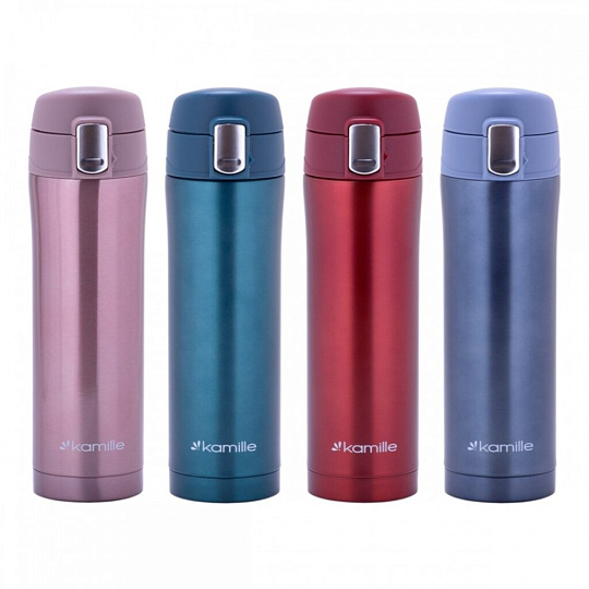 Термос нержавеющая сталь, 0.45 л, Kamille, колба нержавеющая сталь, в ассортименте, 2088