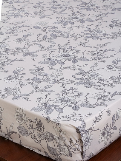 Простыня 2-спальная, 200 х 220 см, 100% хлопок, бязь, 120 г/м2, Майская ночь, 20225/1